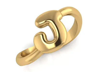J alphabet baypass ring 3D print model