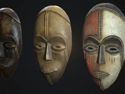African mask 4 Low-poly 3D model