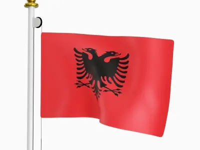 Flag of the Albania Low-poly 3D model