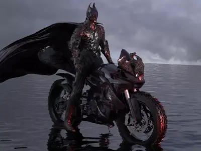 Batman with Bat Bike 3D model