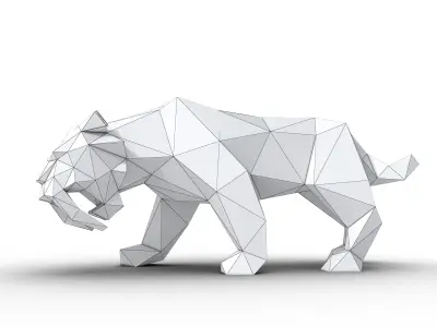 Low Poly Saber Toothed Tiger Low-poly 3D model