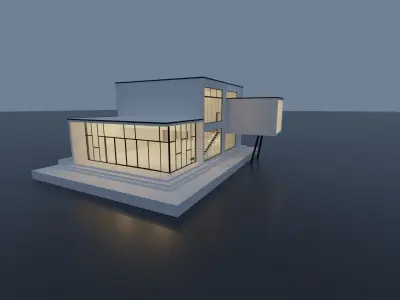 Modern House Scene - empty Low-poly 3D model