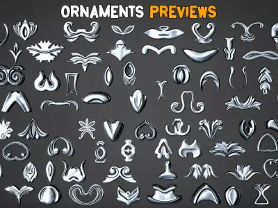 150 Ornamental Brushes and  IMM - Vol 45 Low-poly 3D model