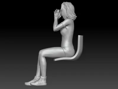 spectator at sports stadium girl 4 3D print model