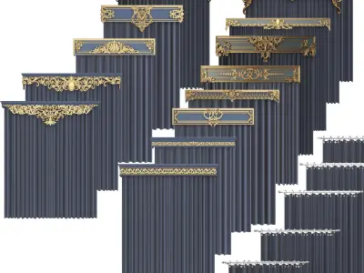 Collection of Cornice Classic Curtain Low-poly 3D model