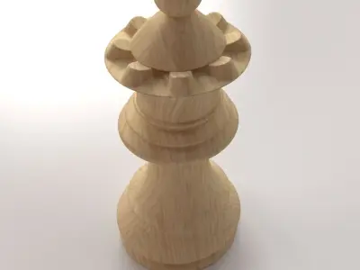 Queen wooden chess piece 3D model