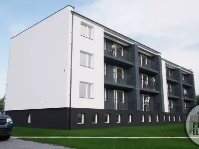 Two Segment Apartment Building 3D Model with Decorative Facade 3D model