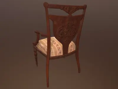 Antique chair -PBR Game Ready 3D model Low-poly 3D model