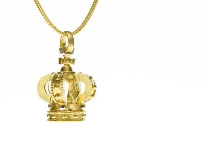 Golden Crown Pendant 3D model