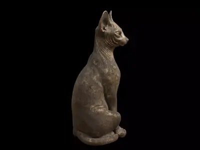Ancient Egyptian Cat Statue Black  3D model