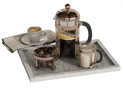 Coffee French set 4 3D model
