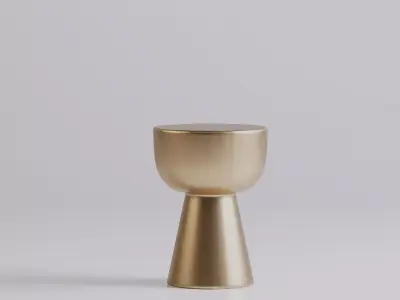 Satin gold metal side table 3D model
