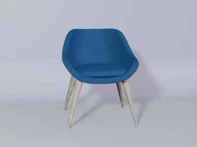 Chair with wooden legs Free low-poly 3D model