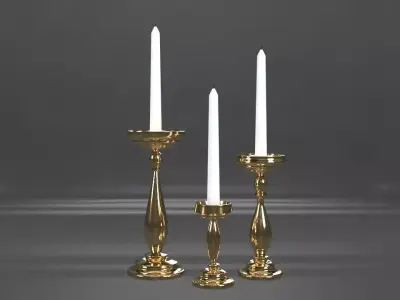 Golden CandleStick Low-poly 3D model
