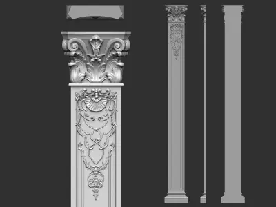 Columns Classical  Decoration N58- 57- 56 Low-poly 3D model