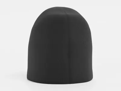 Winter Hat V5 - Dark Minimal Beanie with White Reindeer Design 3D model