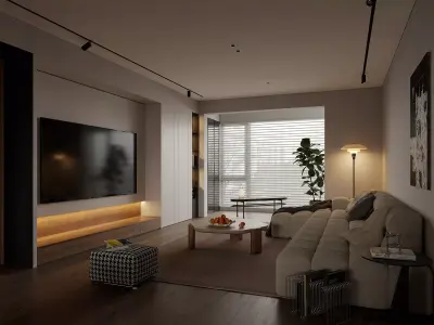 Modern living room dining room interior scenes  535 3D model