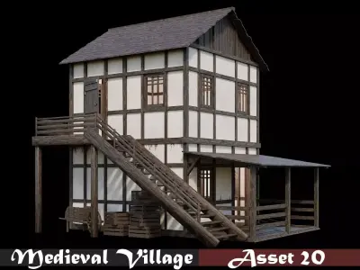 Medieval Village Asset 20- 4K Textures Game Ready Low-poly 3D model