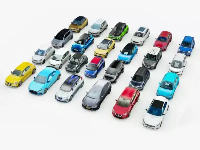 25 Low Poly Hatchbacks Low-poly 3D model