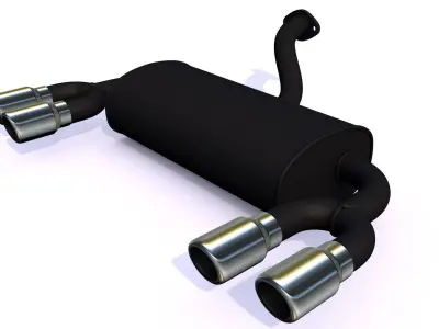 Car exhaust system - set of two high poly rear mufflers 3D model