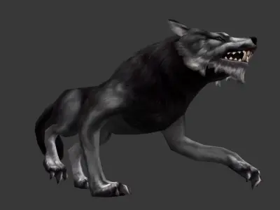 Animated Wolf Low-poly 3D model