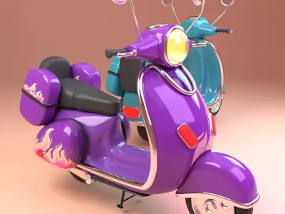 Stylized cartoon scooter Low-poly 3D model