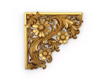 Classic carved corner decor ornament cnc 3d printing stl 02 3D model