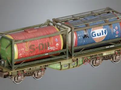 Railway Tank Low-poly 3D model