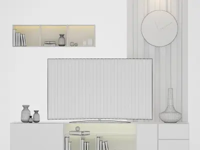 tv wall Low-poly 3D model