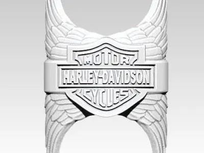 Biker Ring with pair wings version 2 3D print model