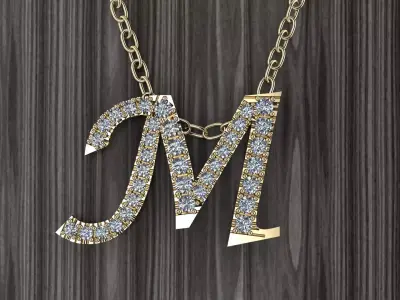 Jewelry Alphabet Pendant M 3D print model