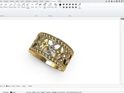  Patterned Diamond Ring 3D print model