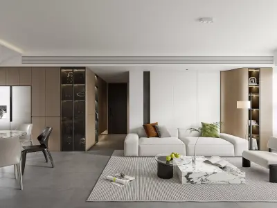 Modern living room dining room interior scenes 311 3D model