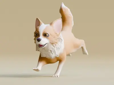 Low poly - Stylized dog - Chihuahua Low-poly 3D model