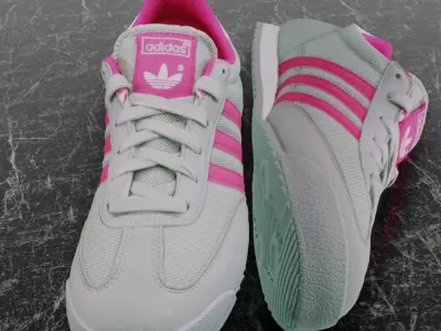 ADIDAS 3D SHOES - WHITE - PINK - DRAGON Low-poly 3D model