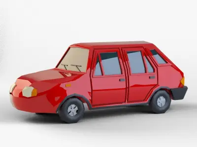 car low-poly 3d model  cartoon cuv Low-poly 3D model