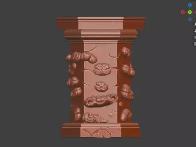Ancient tomb stone pillars stone piers 3D model