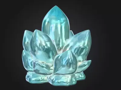 Aqua Lotus Crystal Low-poly 3D model