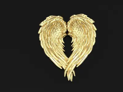 wings heart pendant 3D print model