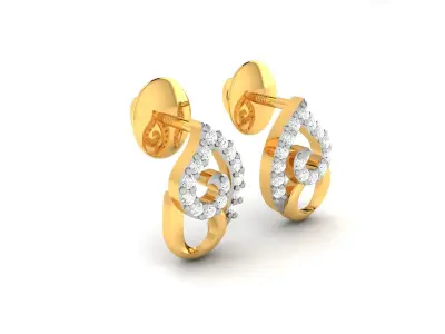 Diamond Earrings 3dm STL FBX OBJ Render Details 3D print model