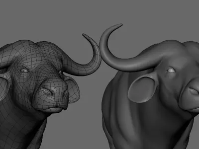 African Buffalo Low-poly 3D model
