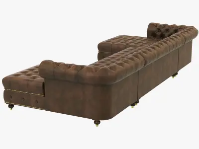 Restoration Hardware Cambridge Leather U-Chaise Sectional 3D model
