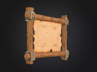 Ancient Explorer Map Frame Low-poly 3D model