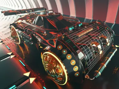 Steampunk hardcore cool scene creative scene Low-poly 3D model purchase
