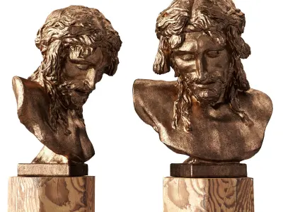 Christ bust sculpture Low-poly 3D model