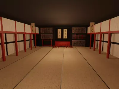 Kung Fu Hall Low-poly 3D model