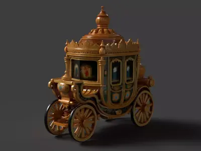 Chinese ancient  carriage   Low-poly 3D model Low-poly
