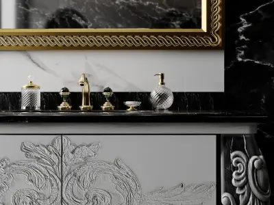 Neo classic bathroom - interior design room set 3D model