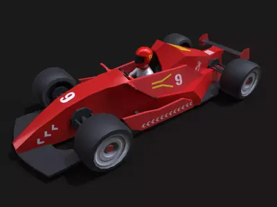 Racing Car with Driver LowPoly Low-poly 3D model