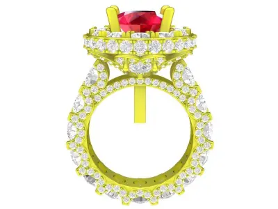 A7546 Luxury Korean Style Diamond Halo Eternity Engagement Ring 3D print model